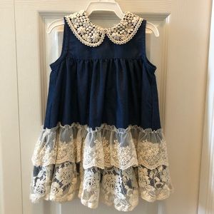 Adorable Baby Denim Dress with lace 12 months
